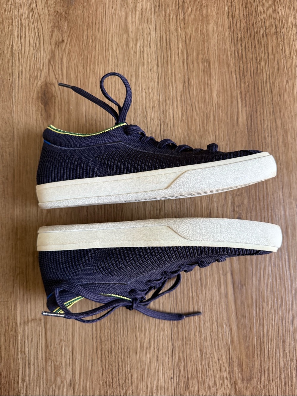 Rothy's The Lace Up Sneaker in Navy Blue & Green Classic Streetwear Size 6 - Picture 6 of 7